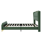 Christopher Knight Home Modern Faux Leather Platform Bed with Gold Metal Accents & Sturdy Wood-Metal Frame