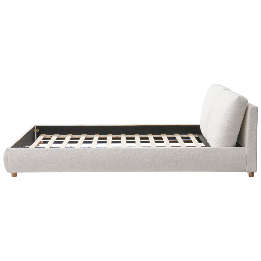 Christopher Knight Home Modern Boucle Upholstered Platform Bed with Pillow Headboard