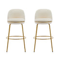 Christopher Knight Home Mads Indoor Metal Frame Upholstered Armless Barstools (Set of 2), Gold/Beige