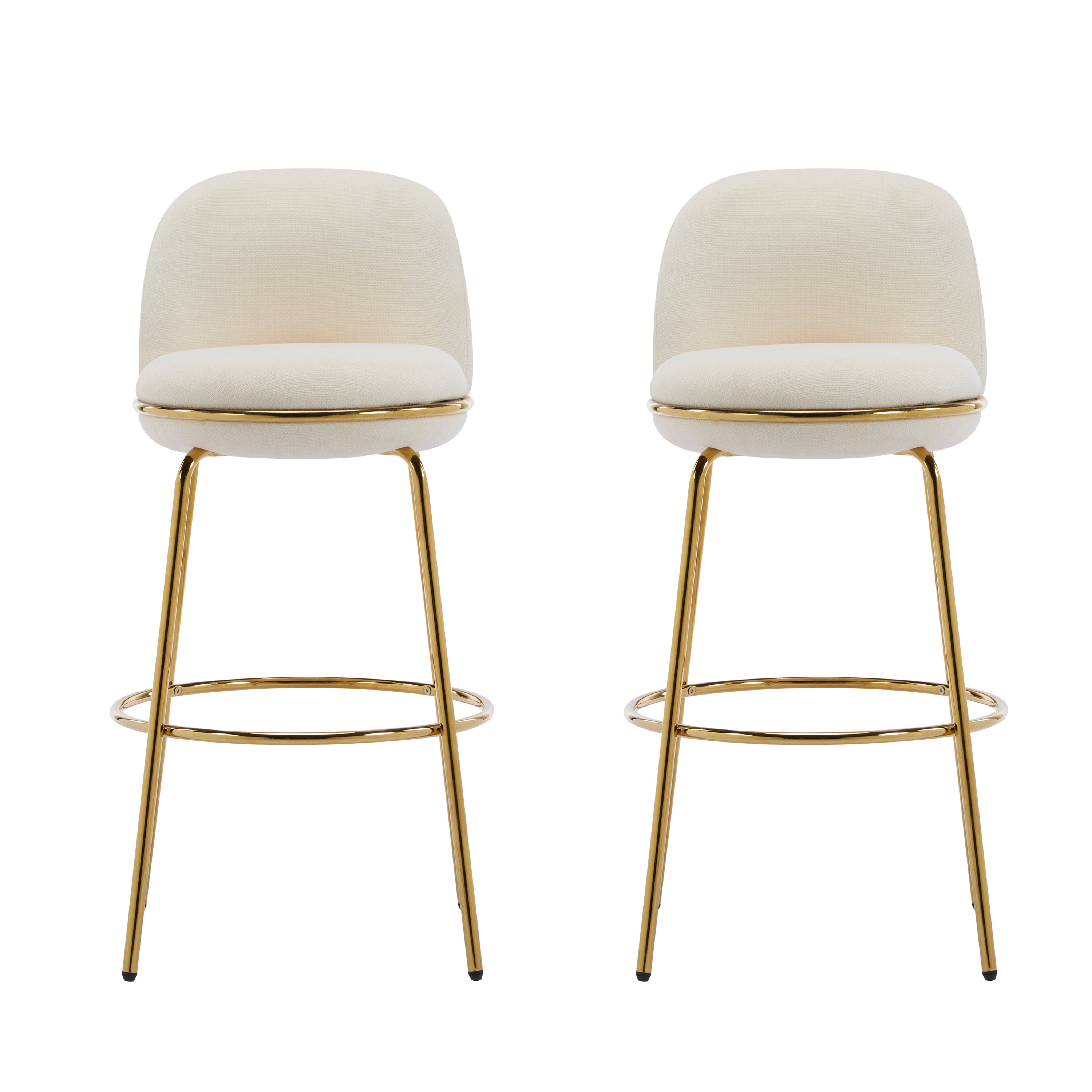 Christopher Knight Home Mads Indoor Metal Frame Upholstered Armless Barstools (Set of 2), Gold/Beige