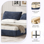 Christopher Knight Home Modern Fabric Upholstered Bed with Adjustable Cushion Headboard & Wood Slat Support