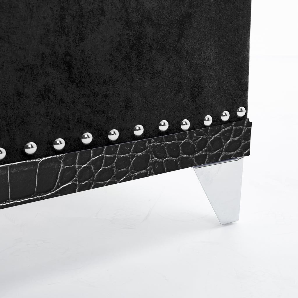 Christopher Knight Home Modern Velvet Wingback Tufted Platform Bed with Nailhead Trim and Silver Legs