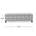 Storage Bench Ottoman with Hidden Storage & Geometric Gray-White Upholstery