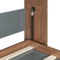 Full Size Murphy Bed with Foldable Desk, Modern Wall Bed in Walnut & White, Space-Saving Bed for Home Office & Guest Room