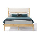 Christopher Knight Home Rubber Wood Upholstered Bed Frame with Tall Plush Headboard