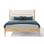 Christopher Knight Home Rubber Wood Upholstered Bed Frame with Tall Plush Headboard
