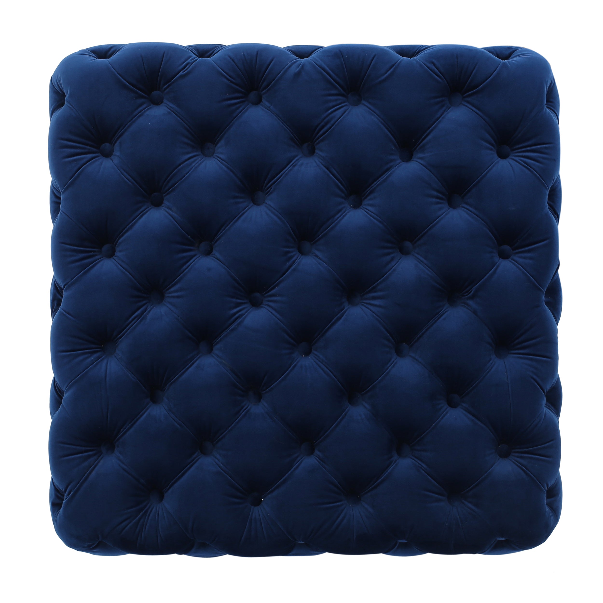 Modern Glam Velvet Ottoman – Button-Tufted Diamond Stitch, Coffee Table & Extra Seating, 29” Square