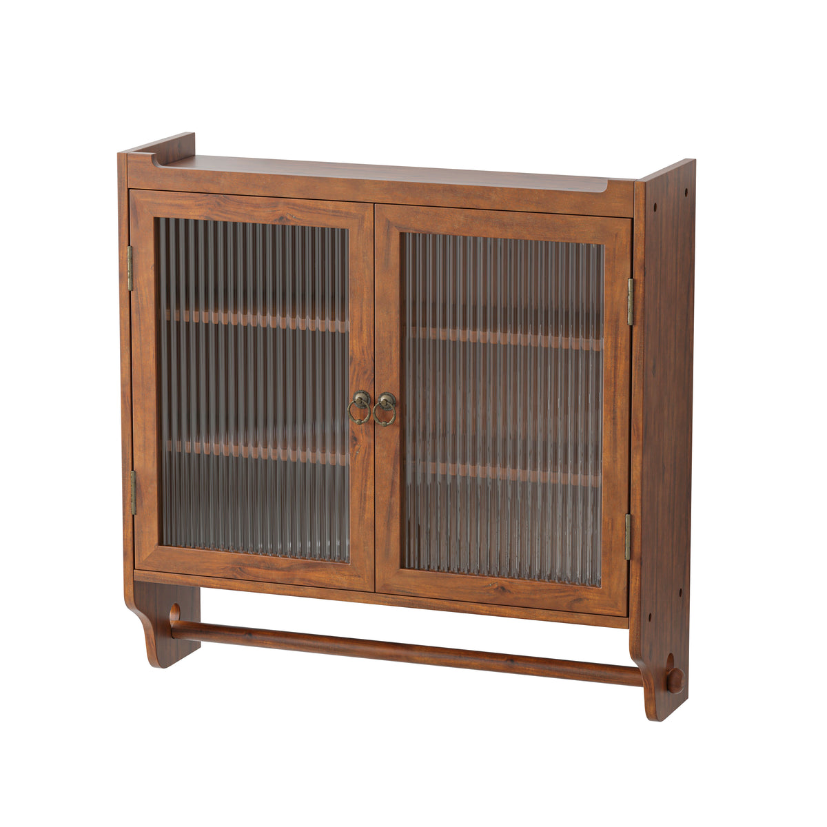 GDFStudio Jonah Modern 24.8''' Wall Mounted 3-Tier Cabinet with Towel Rack, Brown