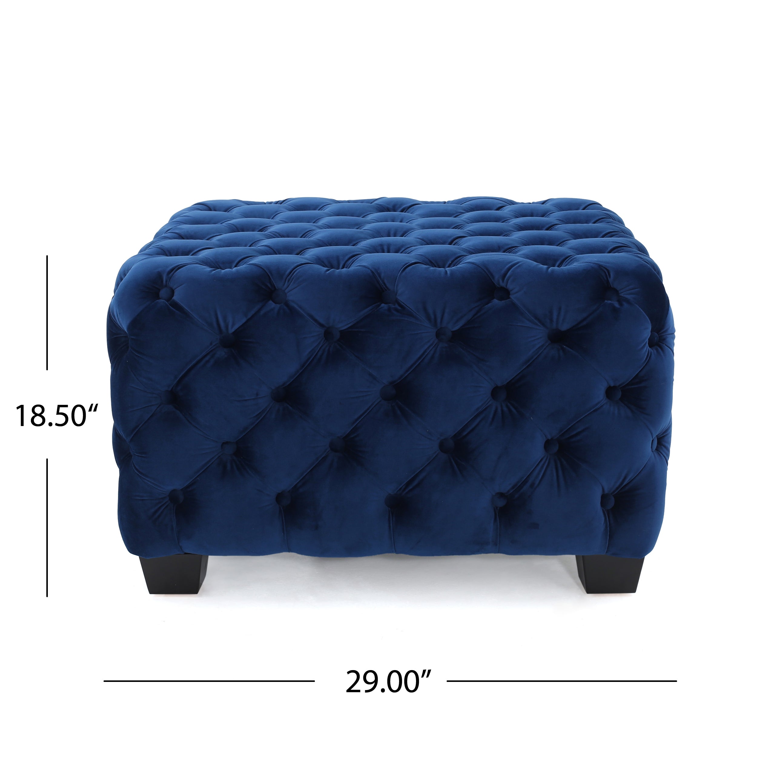 Modern Glam Velvet Ottoman – Button-Tufted Diamond Stitch, Coffee Table & Extra Seating, 29” Square