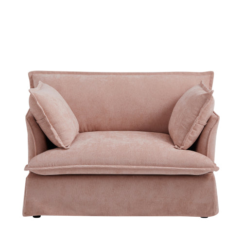 GDFStudio Olivia Modern Chenille Oversize Accent Chair with USB and Type-C Charging Ports, Pink