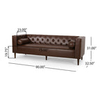 Contemporary Sofa with Diamond Tufting & Wood-Like Accents ¨C Deep Seating Modern Upholstered Couch