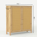 GDFStudio Elise Mid Century Modern Storage Cabinet with Woven Rattan Doors and Adjustable Shelves, Natural