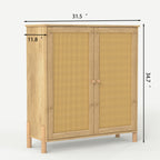GDFStudio Elise Mid Century Modern Storage Cabinet with Woven Rattan Doors and Adjustable Shelves, Natural