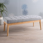 Christopher Knight Home Mid-Century Modern Tufted Upholstered Bench with Birch Wood Legs