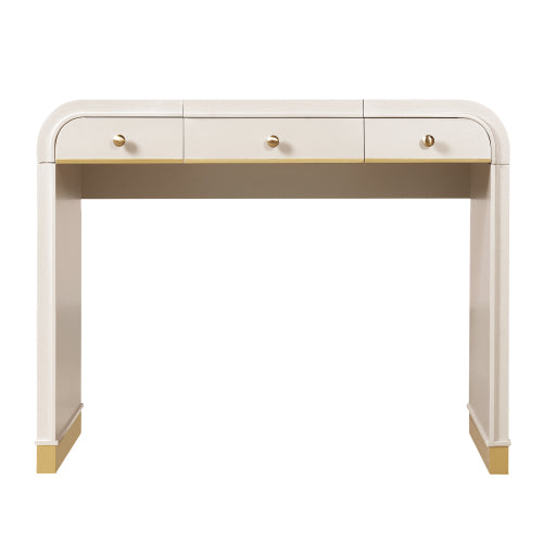 GDFStudio Amelia Vintage Wood Vanity Desk with Flip Mirror and 2 Drawers, Champagne