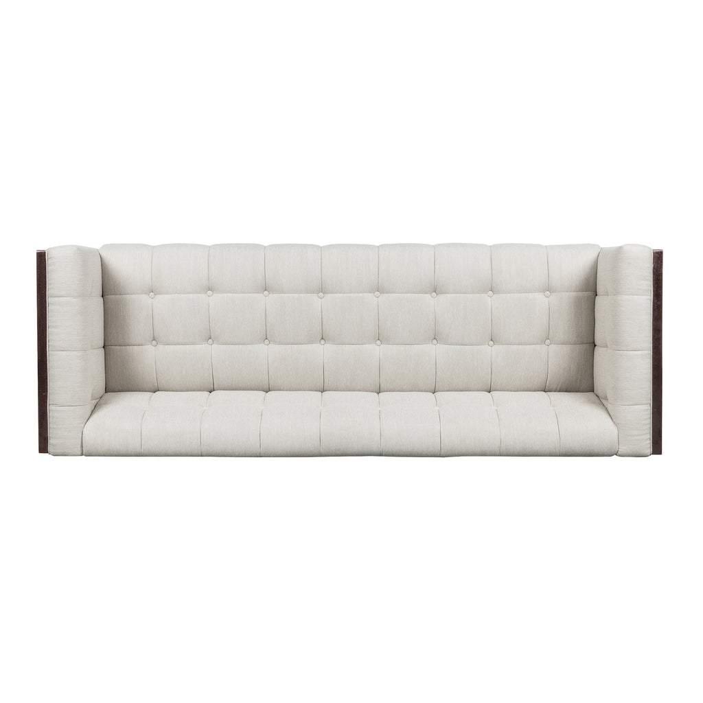 Stylish Mid-Century Modern Three-Seater Sofa with Button-Tufted Waffle Stitch