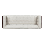 Stylish Mid-Century Modern Three-Seater Sofa with Button-Tufted Waffle Stitch