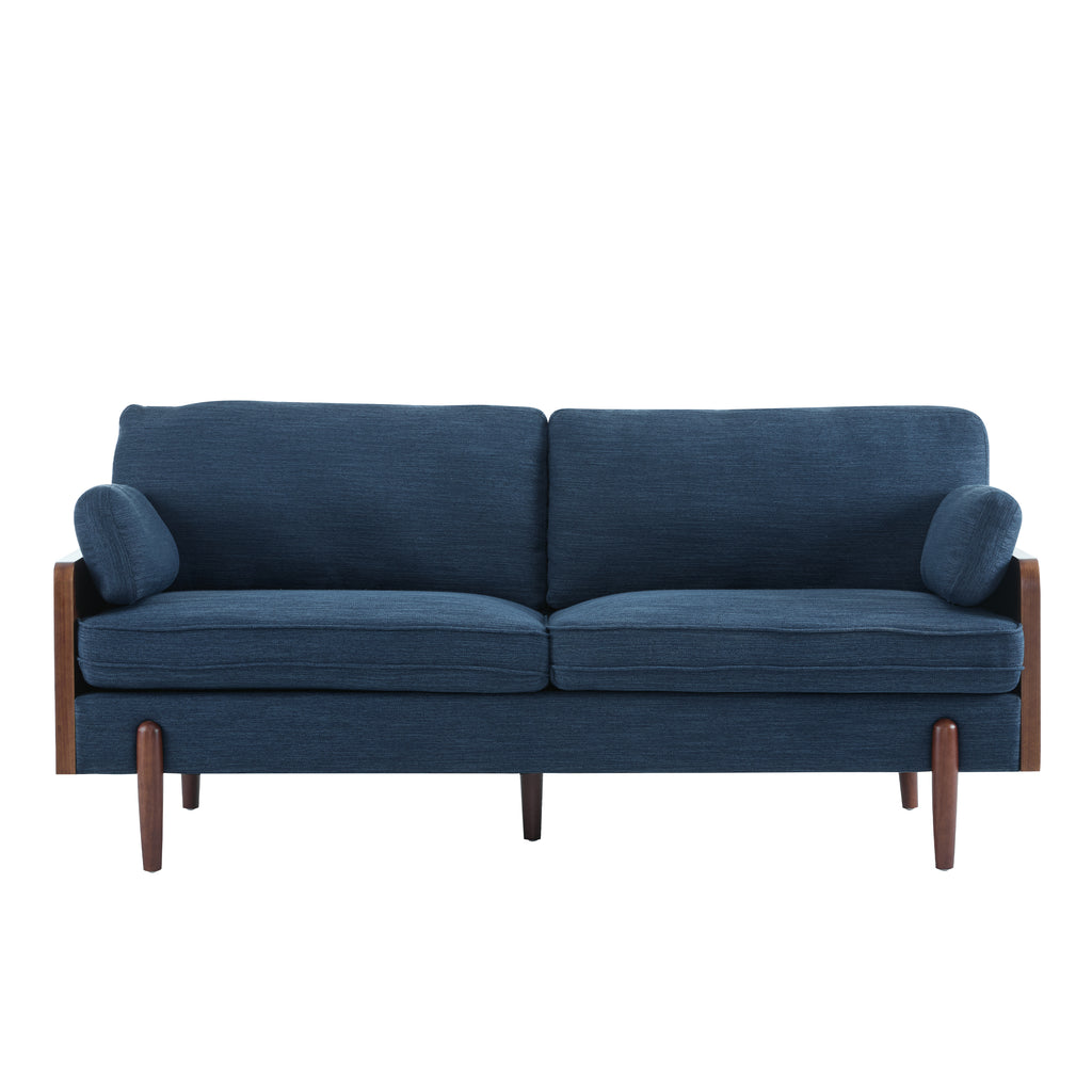 Mid-Century Modern Sofa 71.75" with Wood Sides & Slim Track Arms – Plush Living Room Couch