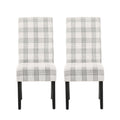 GDFStudio Thurber Contemporary Upholstered Gray Dining Chairs (Set of 2), Plaid