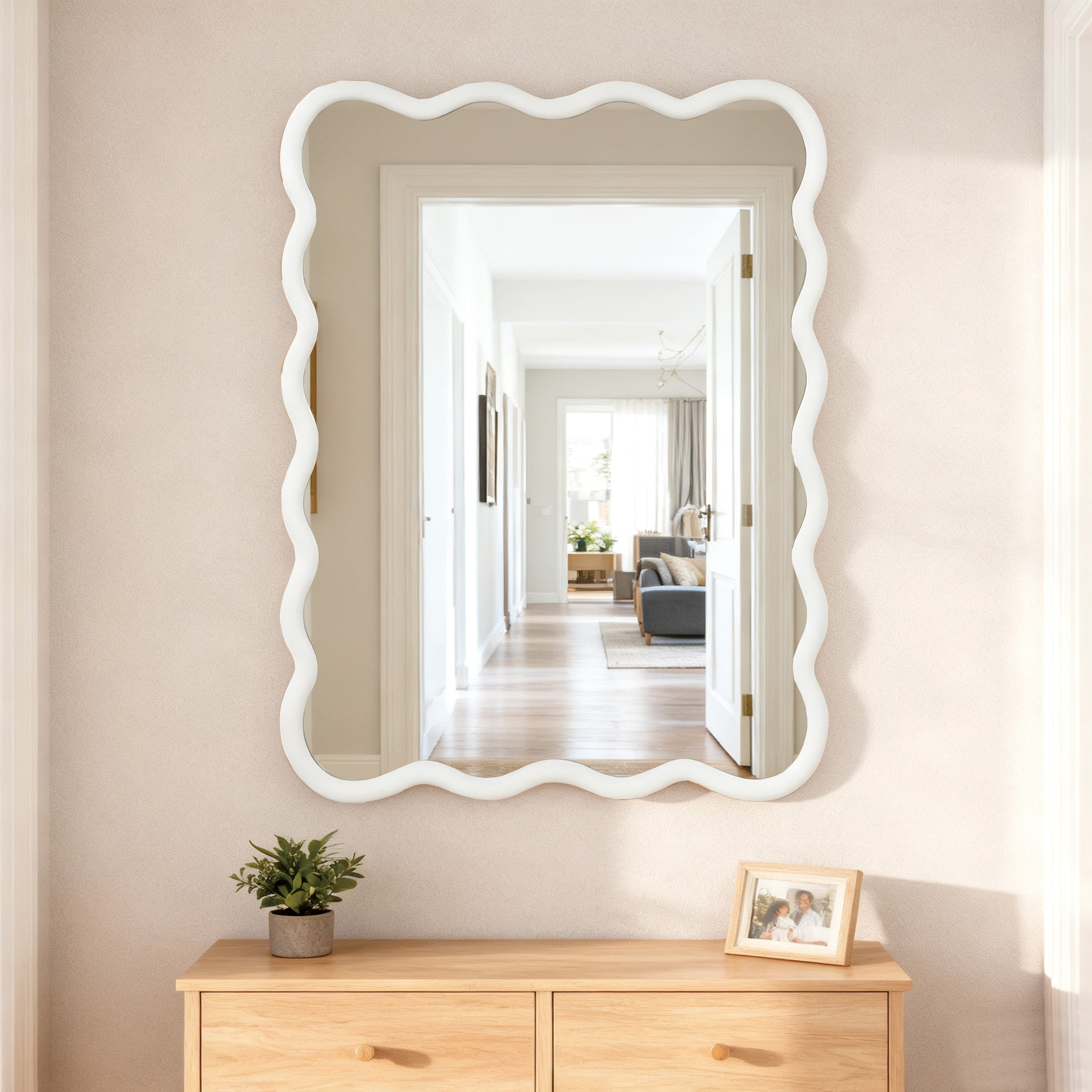 GDFStudio Helyn Wavy Rectangle Decorative Mirror