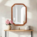 GDFStudio Paelia Modern Country Rounded Corner Decorative Mirror, 20"x30", Yellow Brown