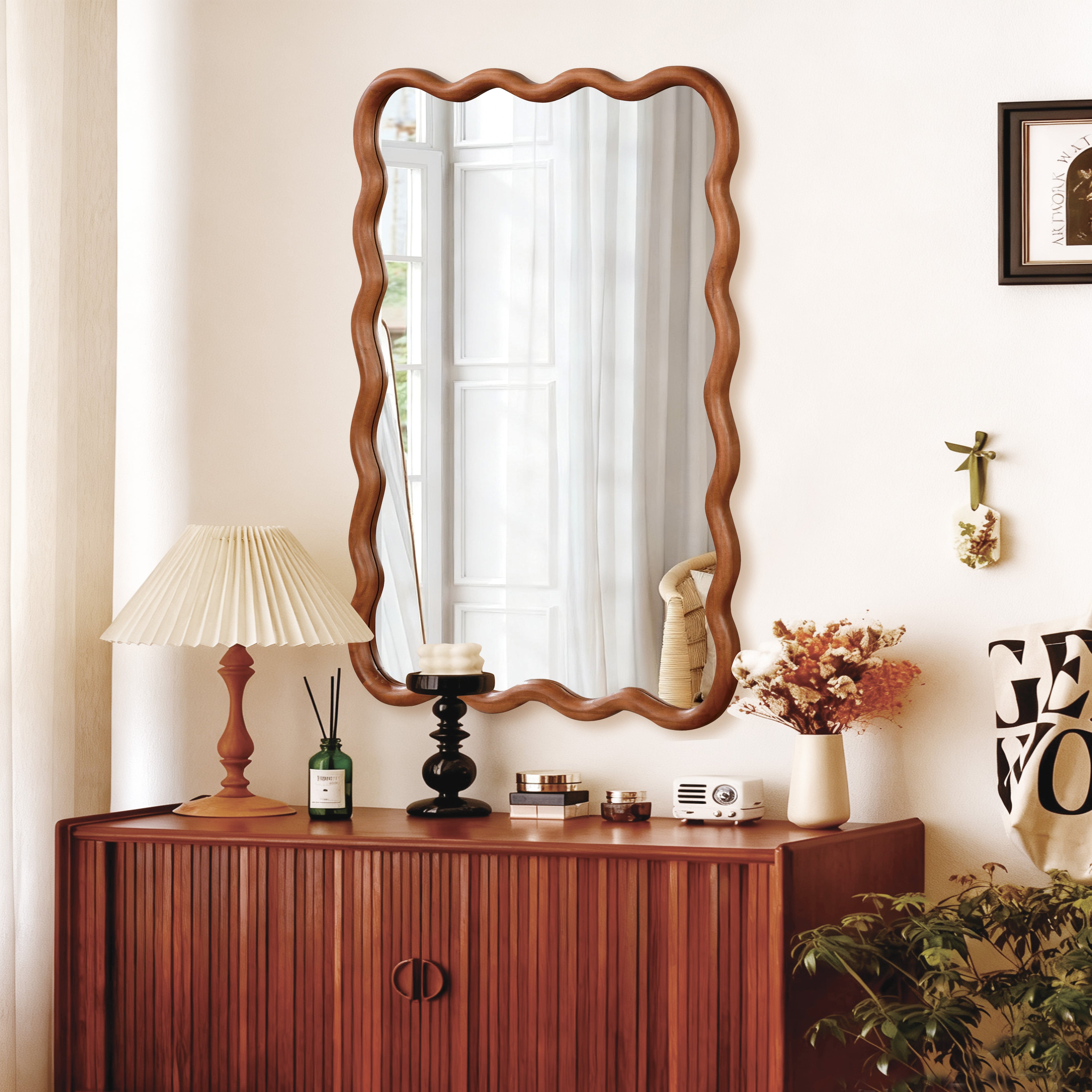 GDFStudio Helyn Wavy Rectangle Decorative Mirror