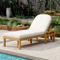 GDFStudio Joyce Outdoor Chaise Lounge Chair with Adjustable Backrest and Cushion, Light Teak