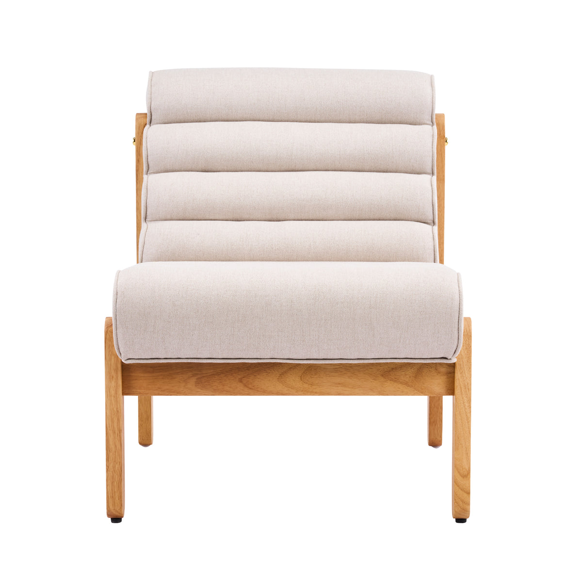 Christopher Knight Home Modern Minimalist Fluffy Armless Chair with Solid Wood Frame, Dark Beige/Natural