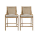 Christopher Knight Home Deville French Country Rubberwood Rattan Upholstered Counter Stools (Set of 2), Beige/Natural