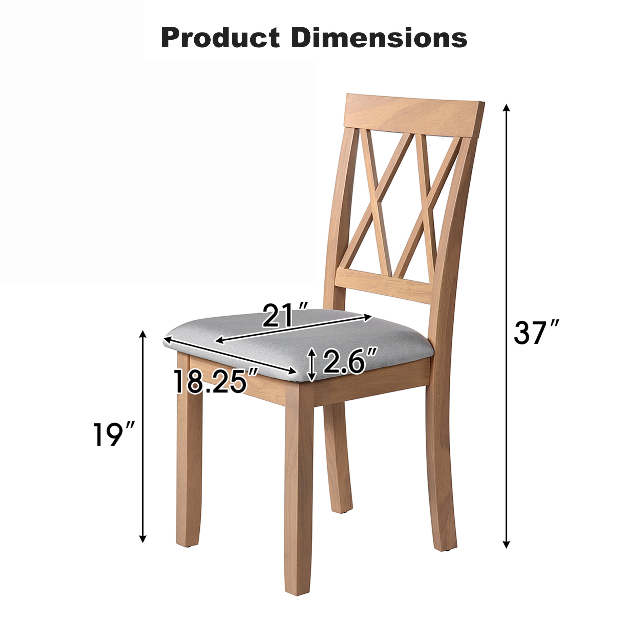 Modern Upholstered Dining Chairs with Tufted Back, Linen Fabric Kitchen Chairs with Solid Wood Legs （Set of 2）