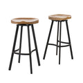 GDFStudio Malia Pinewood and Iron 31.5 Inch Backless Swivel Barstools (Set of 2), Antique Brown/Black
