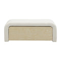 Christopher Knight Home Fiora Modern Boucle Upholstered Ottoman With Drawer, Light Brown/White