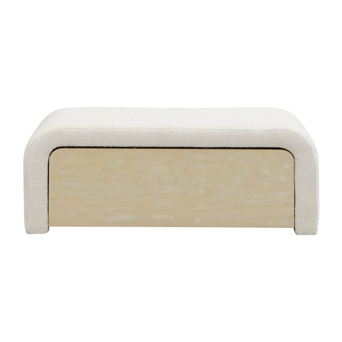 Christopher Knight Home Fiora Modern Boucle Upholstered Ottoman With Drawer, Light Brown/White