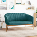Mid-Century Modern Loveseat with Channel-Stitched Backrest & Rubberwood Legs ¨C Upholstered Small Sofa
