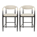 Christopher Knight Home Alger Modern Fabric Upholstered Iron 25 Inch Counter Stools (Set of 2), Beige/Black
