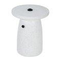 Christopher Knight Home Sava Patio Lightweight Concrete Side Table with Umbrella Hole, 22", White