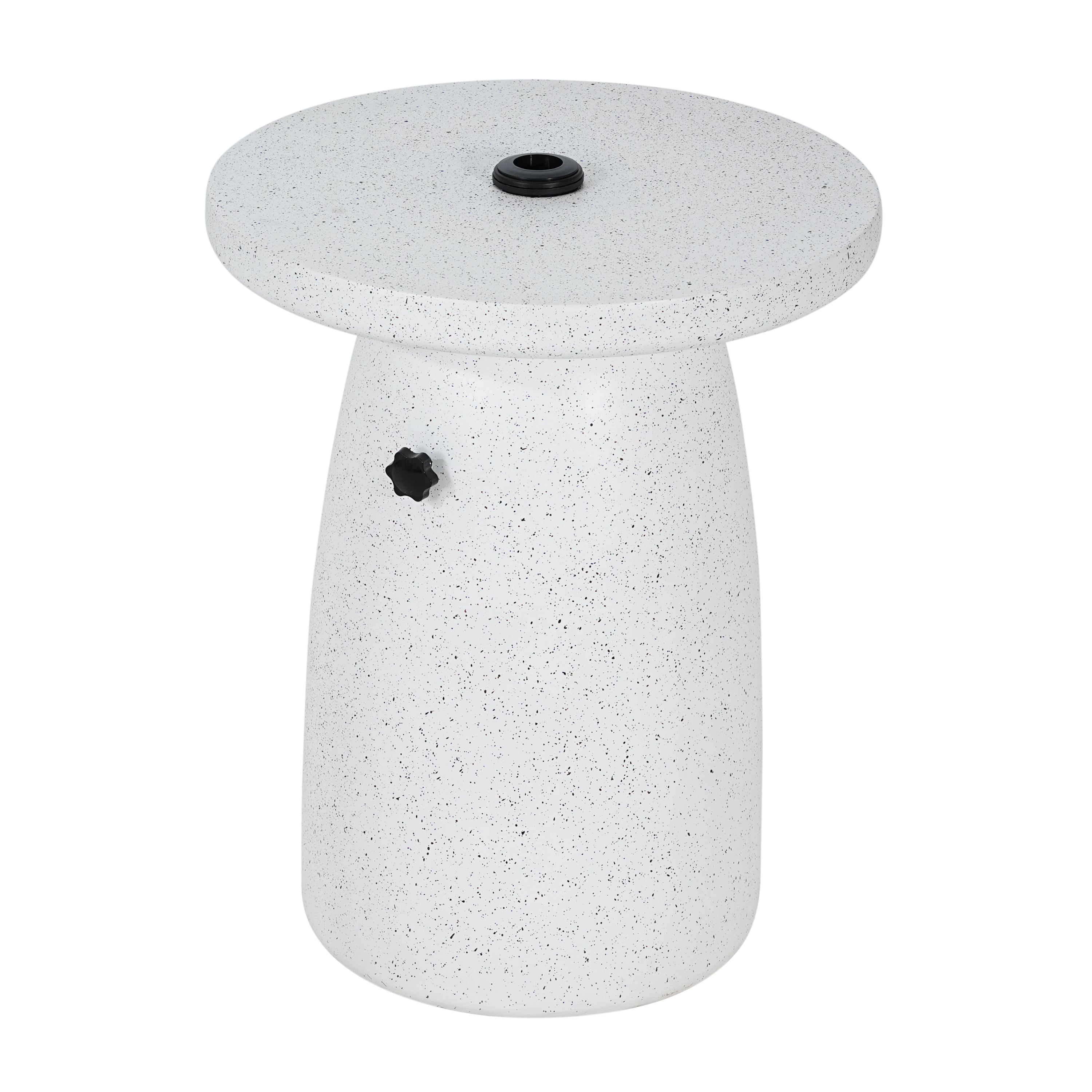Christopher Knight Home Sava Patio Lightweight Concrete Side Table with Umbrella Hole, 22", White