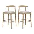 Christopher Knight Home Nyra Mid-Century Modern Rubberwood Upholstered Bar Stools (Set of 2), Light Ash