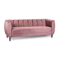 Modern Glam Velvet Sofa with Channel Stitching & Birch Wood Legs ¨C Luxury Upholstered Living Room Couch