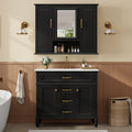 GDFStudio Andre Modern 36" Freestanding Wood Bathroom Vanity with Ceramic Sink and Medicine Cabinet, Black