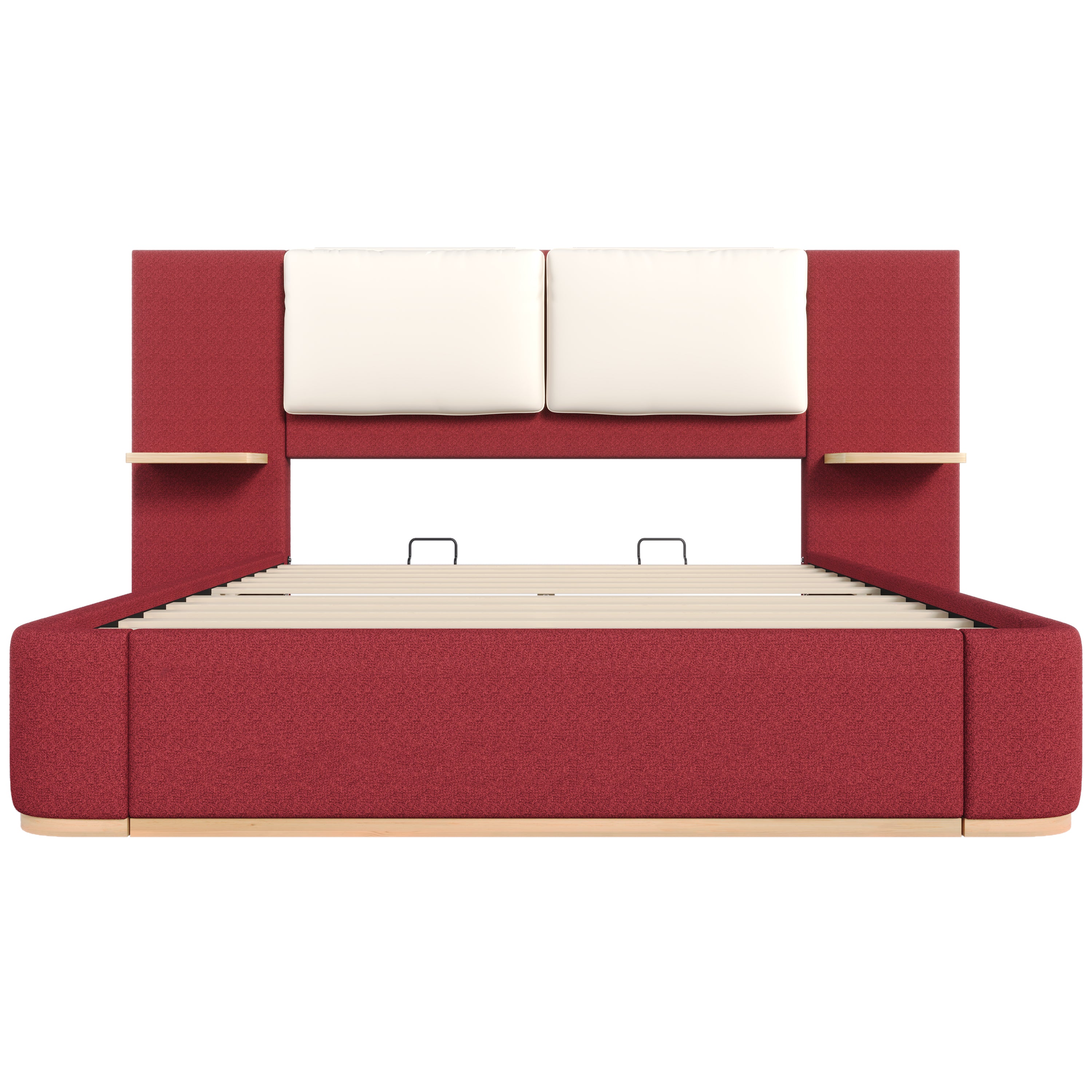 Christopher Knight Home Upholstered Storage Platform Bed with PU Headboard Cushion & Built-In Side Shelves
