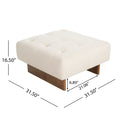 Christopher Knight Home Modern Linen Square Ottoman – Tufted Upholstered Footstool with Wood Legs for Living Room