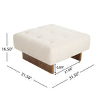 Christopher Knight Home Modern Linen Square Ottoman ¨C Tufted Upholstered Footstool with Wood Legs for Living Room