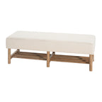 Christopher Knight Home Rectangular Linen Ottoman Bench ¨C Upholstered Seat with Wood Legs & Open Shelf