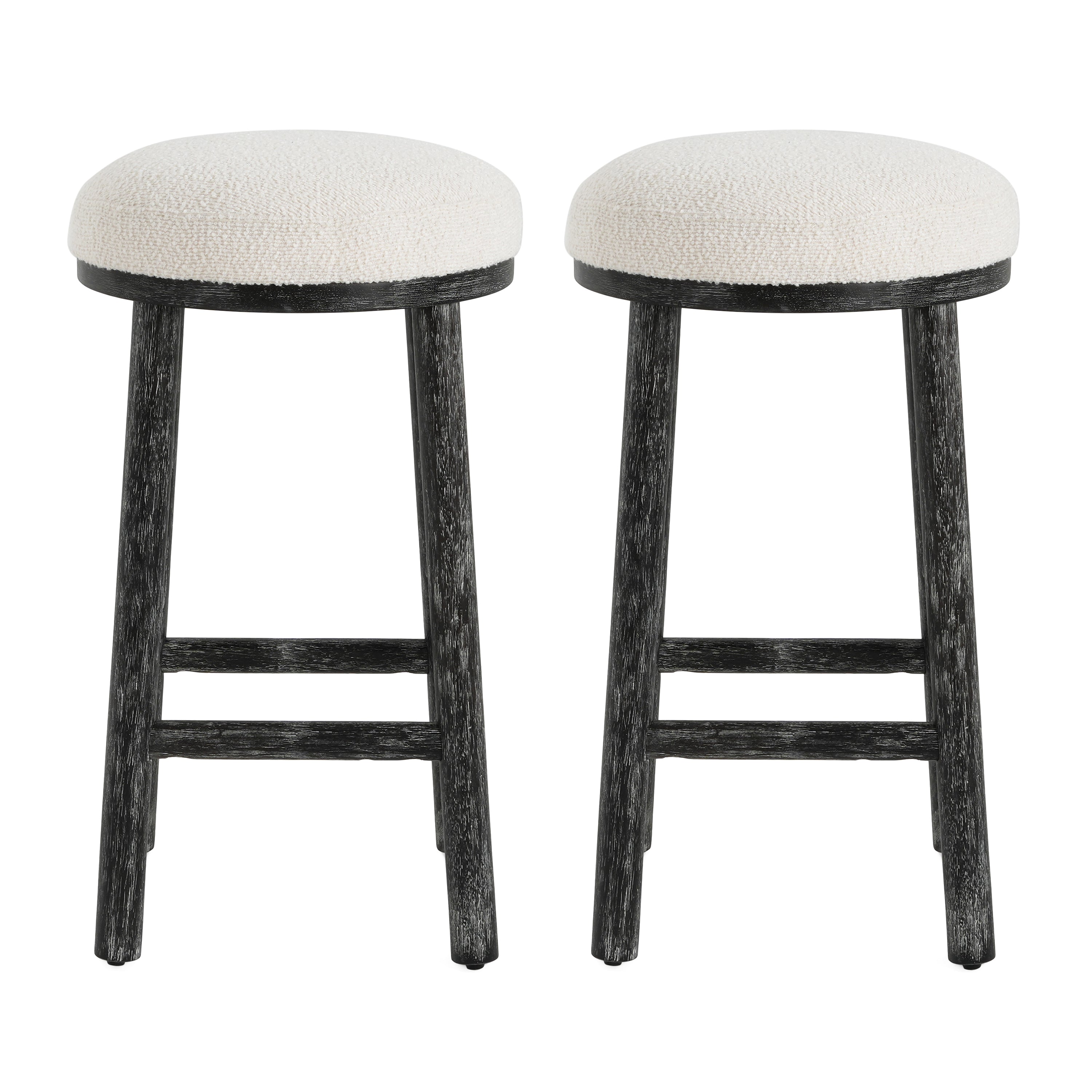 Christopher Knight Home Patsy Modern Minimalist Rubberwood Upholstered Counter Stools (Set of 2), Black/Beige