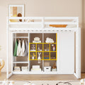 Wooden Loft Bed with Wardrobe & Colorful Storage Shelves, Space-Saving Teen Loft Bed with Reversible Stairs