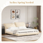 Christopher Knight Home Modern Fabric Upholstered Bed with Adjustable Cushion Headboard & Wood Slat Support