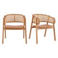 Christopher Knight Home Stellan Farmhouse Rubberwood Rattan Dining Chairs with Curved Back (Set of 2), Natural