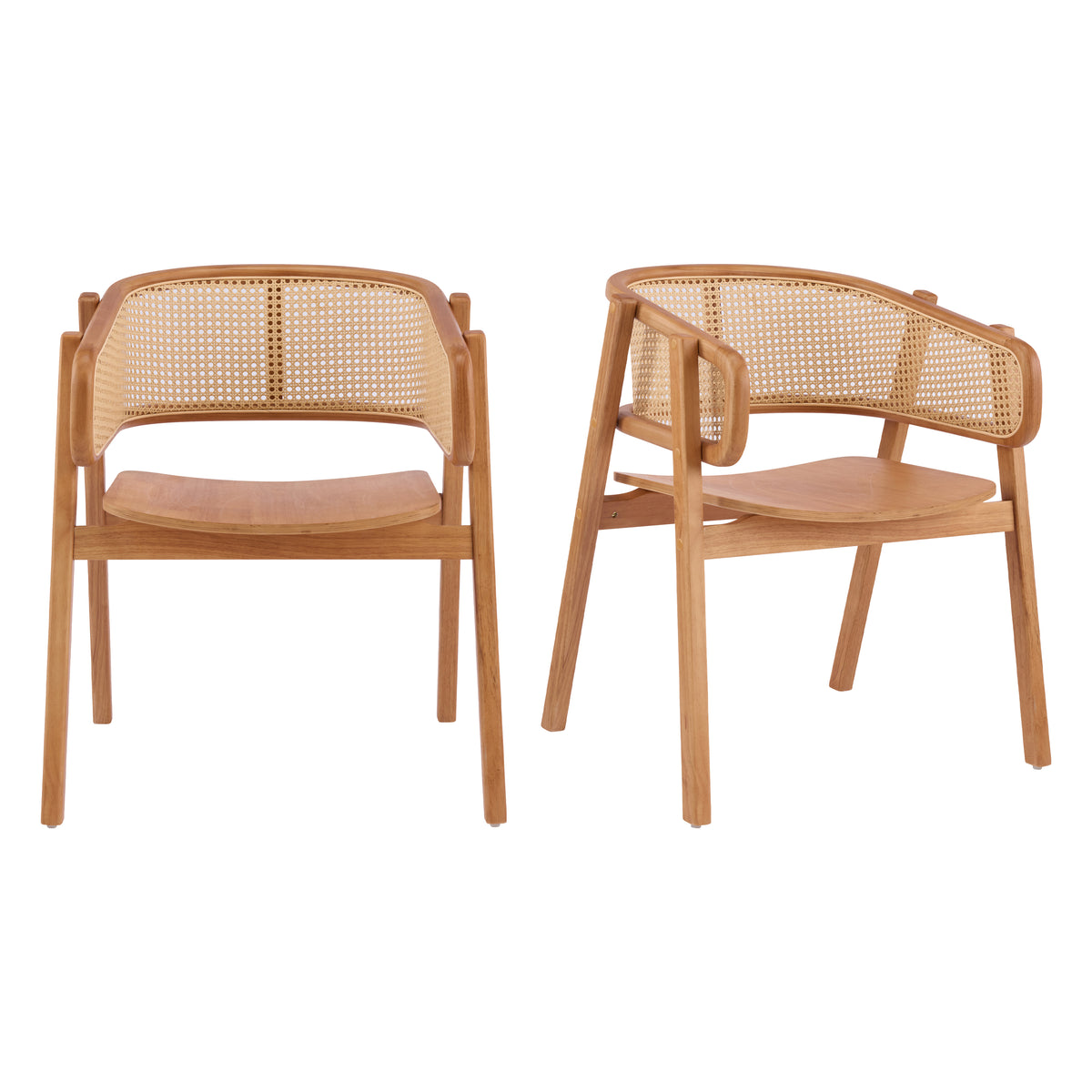 Christopher Knight Home Stellan Farmhouse Rubberwood Rattan Dining Chairs with Curved Back (Set of 2), Natural