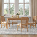 Christopher Knight Home Farida Upholstered Dining Chair with Natural Rattan Cane Back and Rubber Wood Legs (Set of 4), Beige/Natural